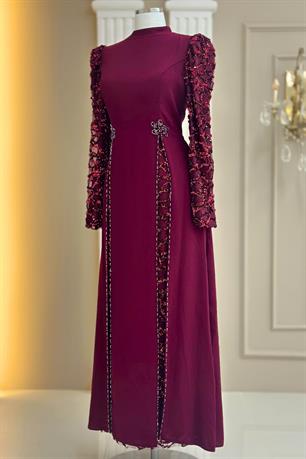 Tusem Tesettür Abiye Bordo