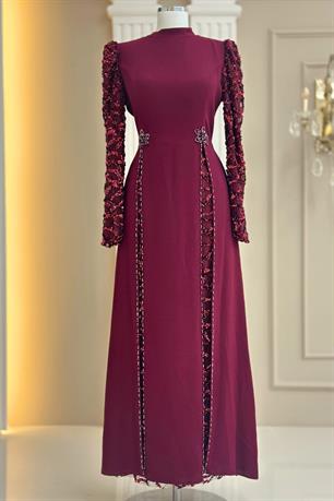 Tusem Tesettür Abiye Bordo