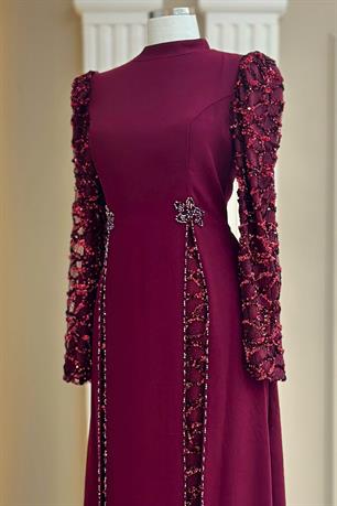 Tusem Tesettür Abiye Bordo