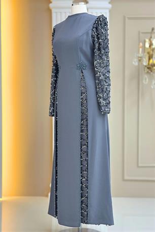 Tusem Tesettür Abiye Gri