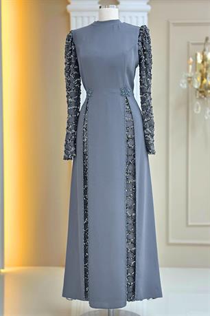 Tusem Tesettür Abiye Gri