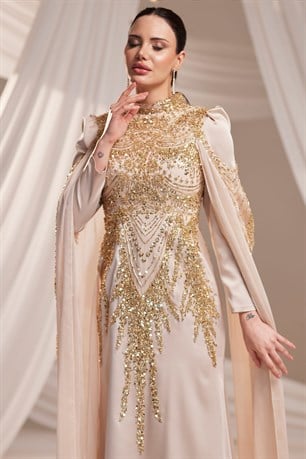 Üftade Tesettür Abiye Gold