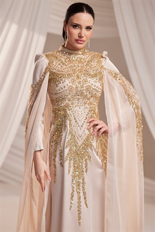 Üftade Tesettür Abiye Gold