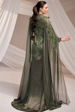 Üftade Tesettür Abiye Haki