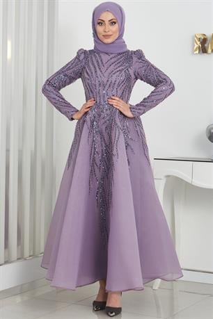 Venüs Tesettür Abiye Lavanta