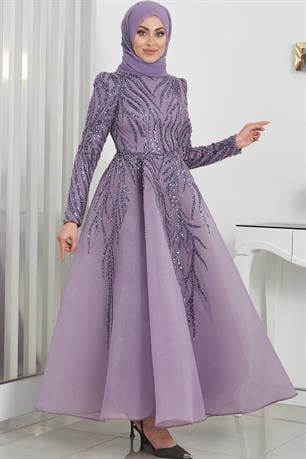 Venüs Tesettür Abiye Lavanta