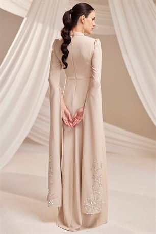 Vera Tesettür Abiye Bej