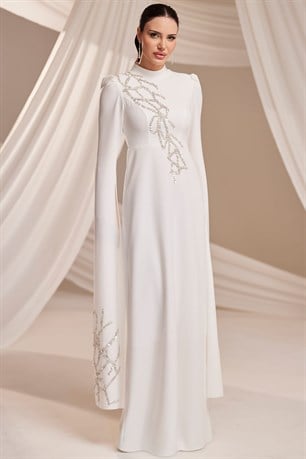 Vera Tesettür Abiye Beyaz