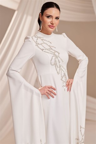 Vera Tesettür Abiye Beyaz