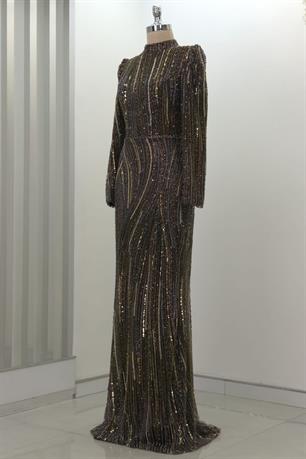 Vickie Tesettür Abiye Kahve