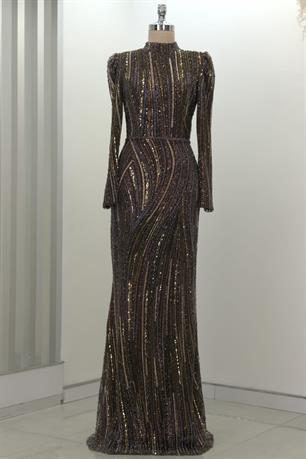 Vickie Tesettür Abiye Kahve