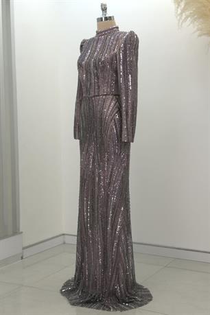 Vickie Tesettür Abiye Lila