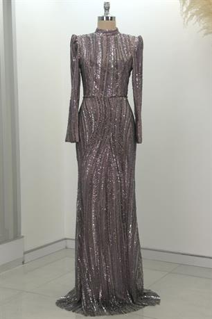 Vickie Tesettür Abiye Lila