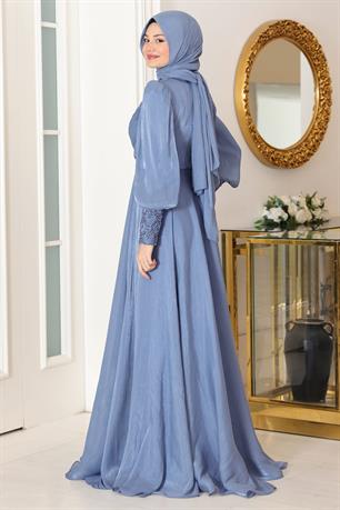 Yağmur Tesettür Abiye Bebe Mavi
