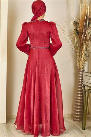 Yağmur Tesettür Abiye Bordo