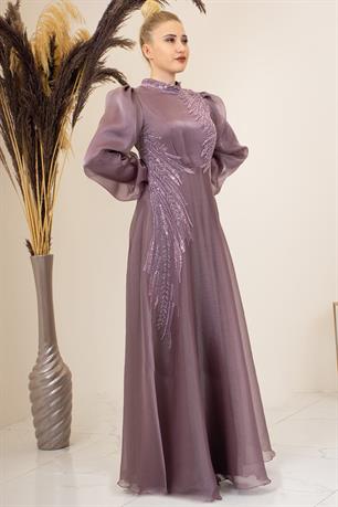 Yağmur Tesettür Abiye Gül Kurusu