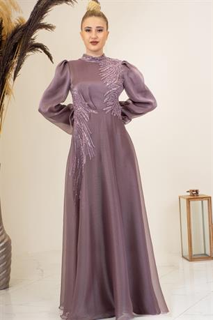 Yağmur Tesettür Abiye Gül Kurusu