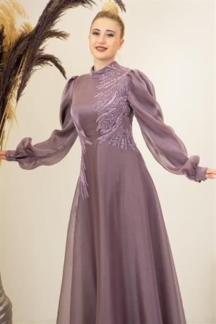 Yağmur Tesettür Abiye Gül Kurusu