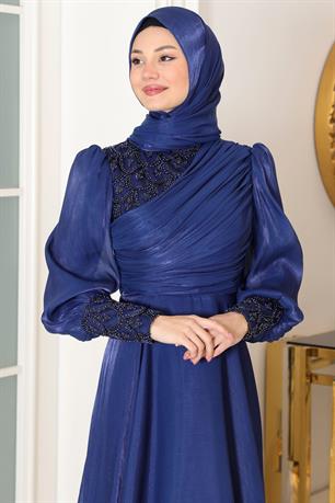 Yağmur Tesettür Abiye Lacivert