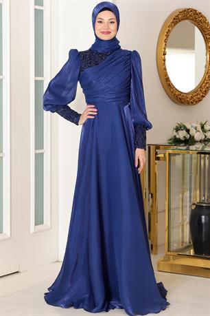 Yağmur Tesettür Abiye Lacivert