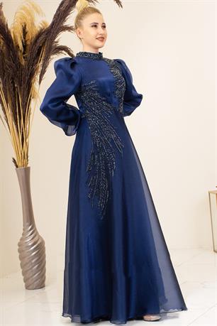 Yağmur Tesettür Abiye Lacivert