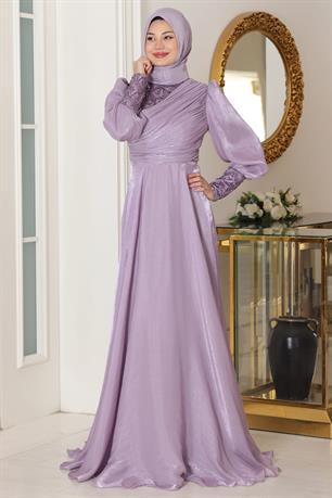 Yağmur Tesettür Abiye Lila