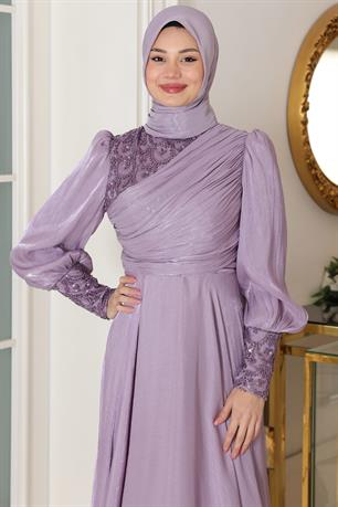 Yağmur Tesettür Abiye Lila