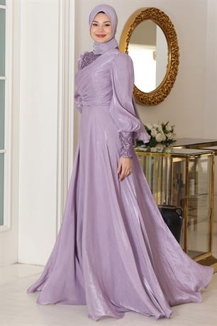 Yağmur Tesettür Abiye Lila