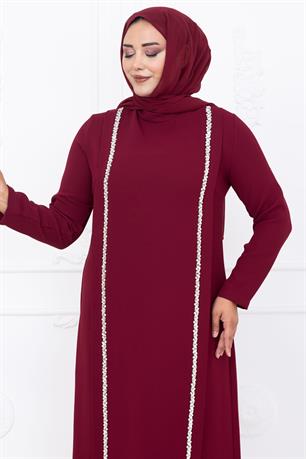 Yakut Tesettür Abiye Bordo