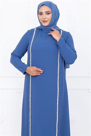 Yakut Tesettür Abiye İndigo