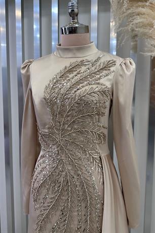 Yaprak Tesettür Abiye Gold