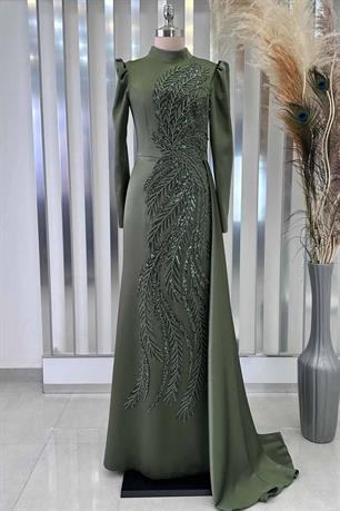 Yaprak Tesettür Abiye Haki