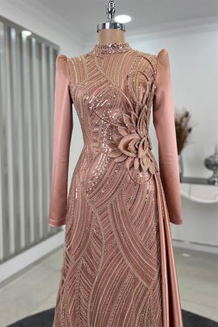 Yaprak Tesettür Abiye Rose