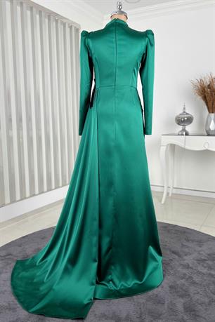 Yaprak Tesettür Abiye Zümrüt