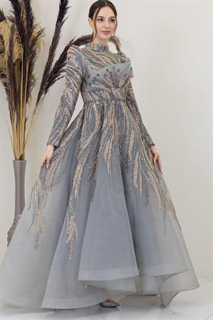 Yaren Tesettür Abiye Gri