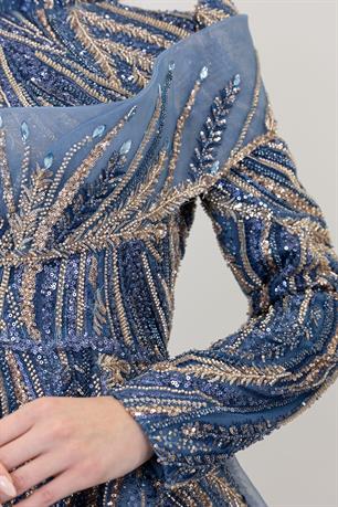 Yaren Tesettür Abiye İndigo