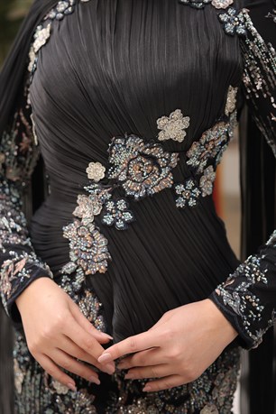 Yıldız Tesettür Abiye Siyah