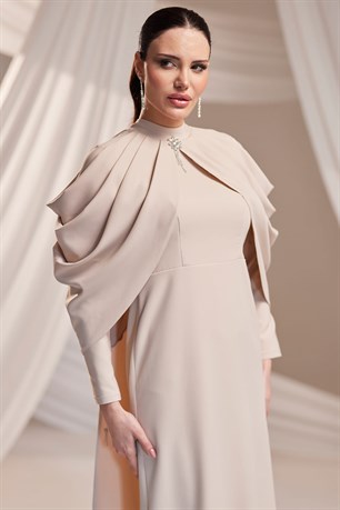 Zahra Tesettür Abiye Bej