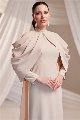 Zahra Tesettür Abiye Bej