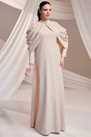 Zahra Tesettür Abiye Bej