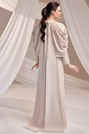 Zahra Tesettür Abiye Bej