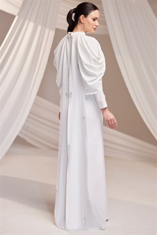 Zahra Tesettür Abiye Beyaz