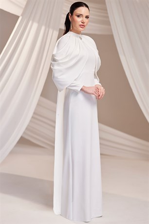 Zahra Tesettür Abiye Beyaz