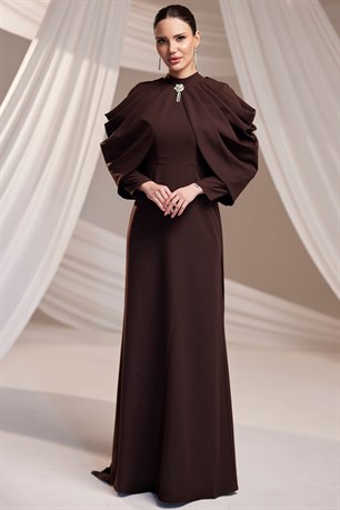 Zahra Tesettür Abiye Kahverengi