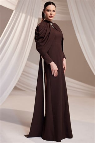 Zahra Tesettür Abiye Kahverengi
