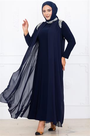 Zambak Tesettür Abiye Lacivert