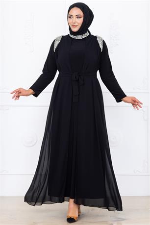 Zambak Tesettür Abiye Siyah