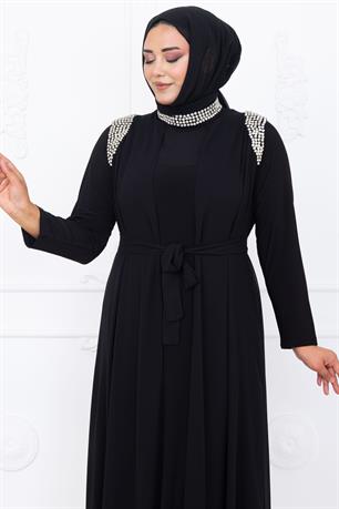 Zambak Tesettür Abiye Siyah