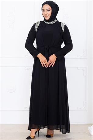 Zambak Tesettür Abiye Siyah