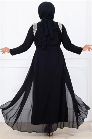 Zambak Tesettür Abiye Siyah